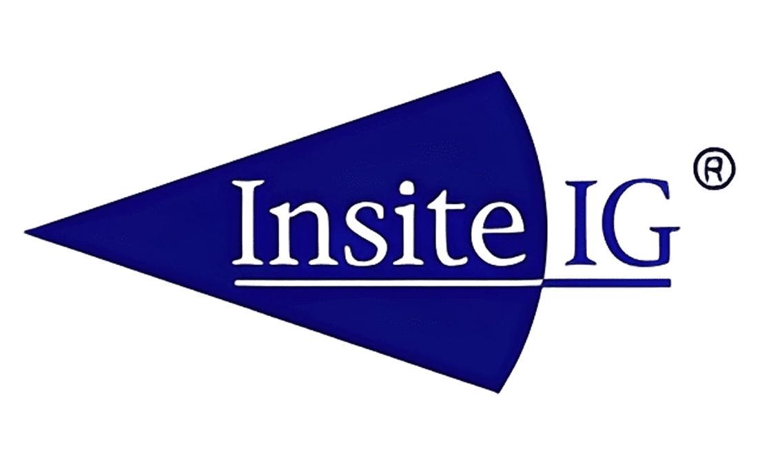 Logo with the text 'Insite IQ' on a blue triangular shape.