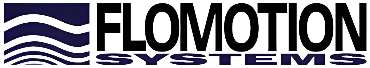 Flomotion Systems emblem with water motif