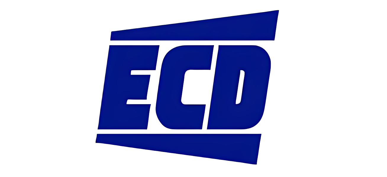 ECD logo with slanted style