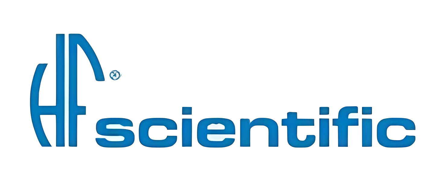 Blue HF scientific brand emblem