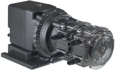 Two black peristaltic pumps with a digital control panel.