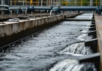 Wastewater management system with flowing water