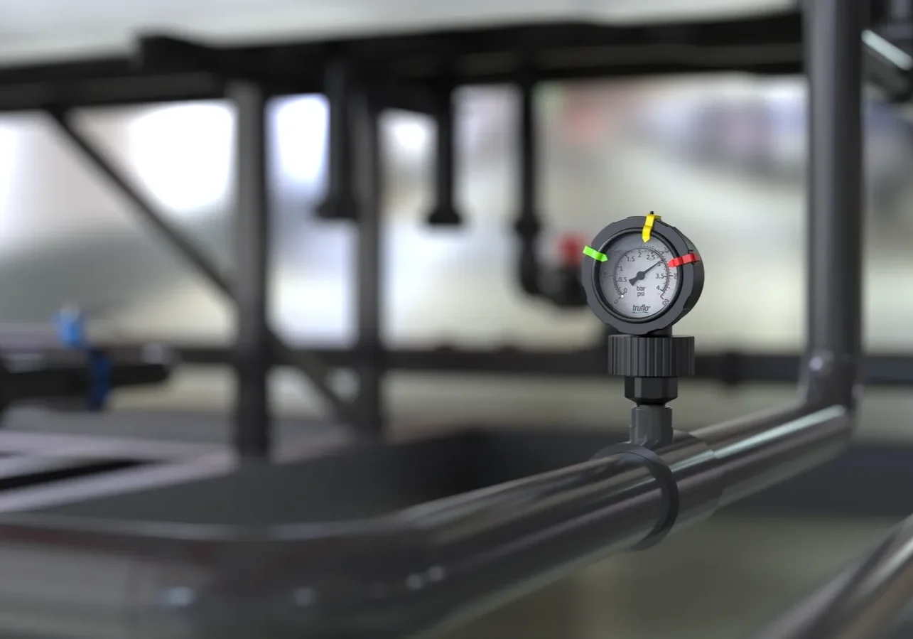 Industrial gauge measuring pressure levels